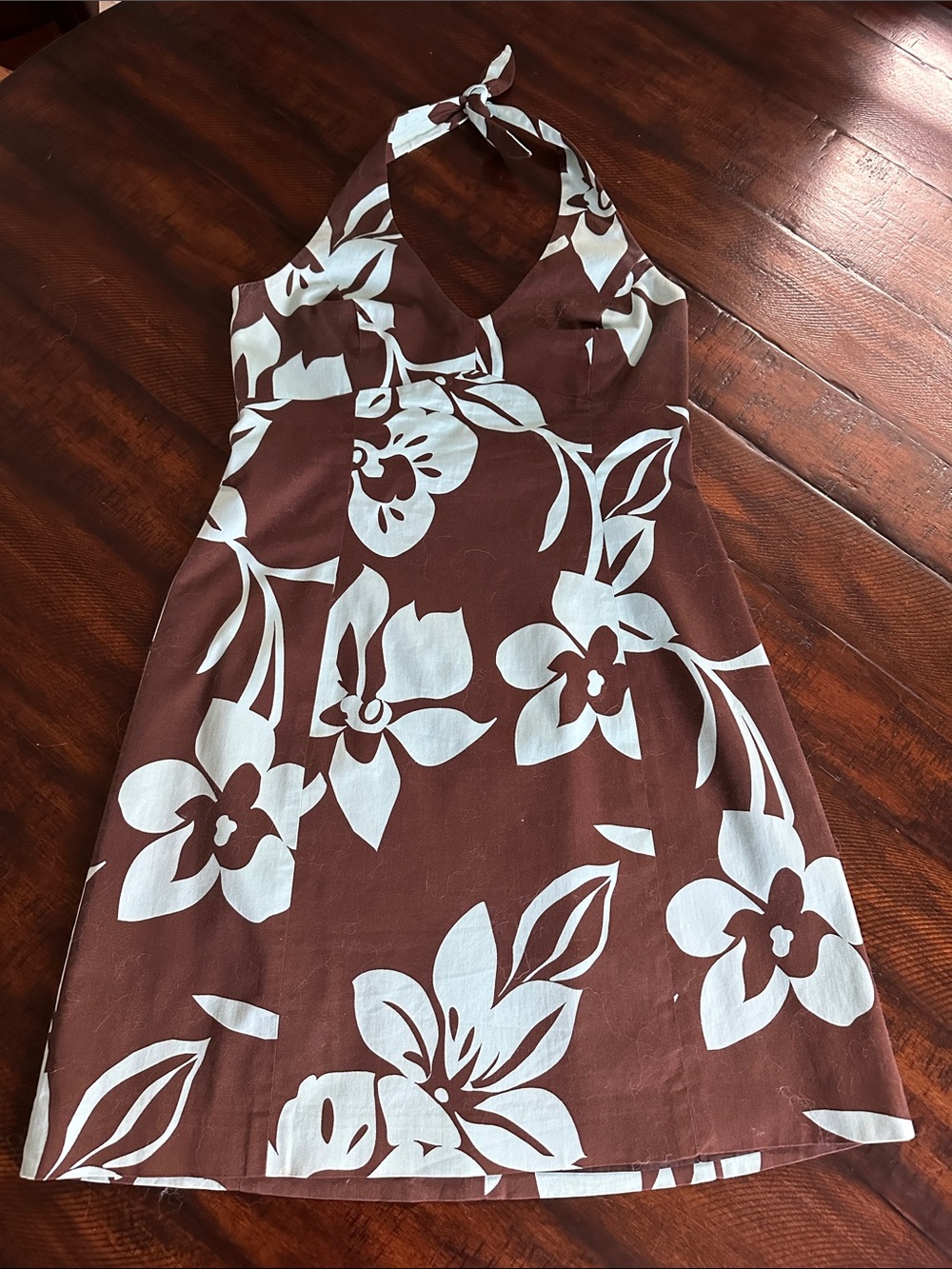 Jones New York Brown and Blue Floral Halter Dress